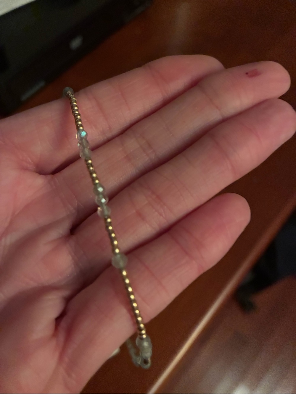 Minimal Gold Bead Necklace with Clear Faceted Accents
